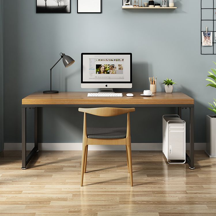 Rectangle Trestle Base Industrial Dining Table Solid Wood Fixed Table