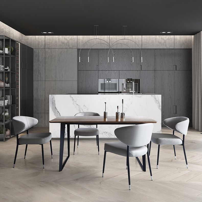 Mesa de forma rectangular marrón industrial Mesa de comedor estándar de madera para cocina