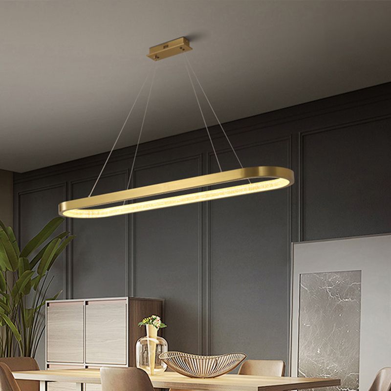 Modern Style Oval Island Lighting Fixture Metal 1- Light Island Pendant Light