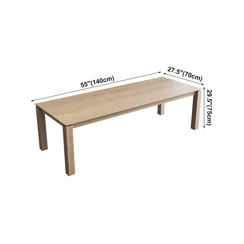 Rectangle 4 Legs Mid-Century Dining Table Solid Wood Fixed Table for Kitchen