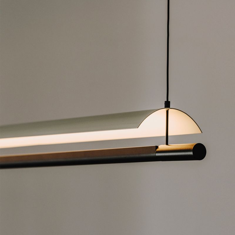 Black and White Kitchen Island Fixture Linear Modern Iron Pendant Light