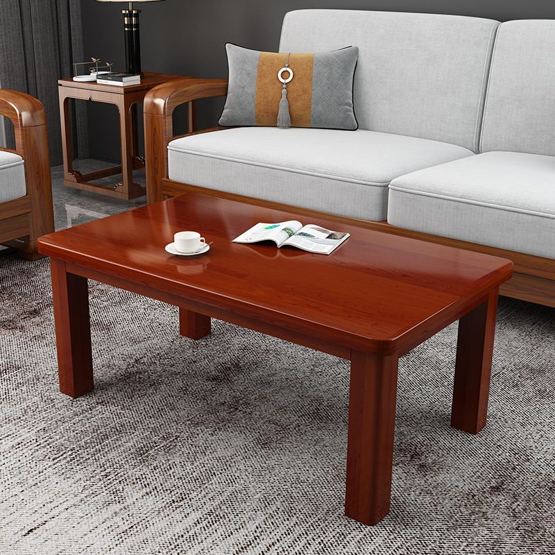 Modern 4 Legs Rectangle Cocktail Table Solid Wood Coffee Table