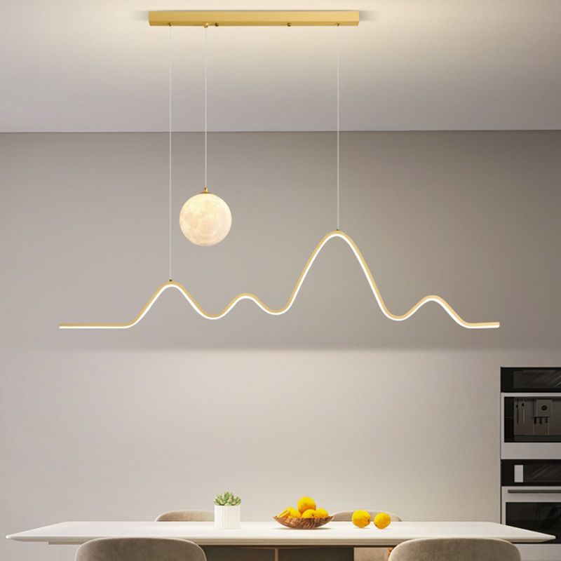 Modern Style Linear Shape Island Lights Metal 2 Light Chandelier for Living Room