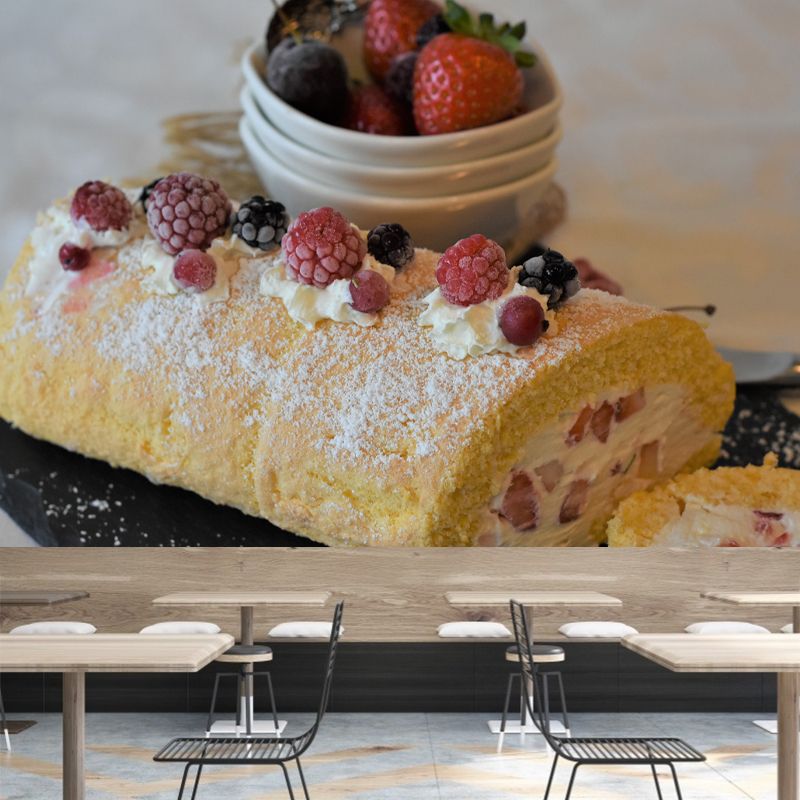 Sweet Cake Mural Personalized Minimalism Wall Art for Bakery, Custom Size Available