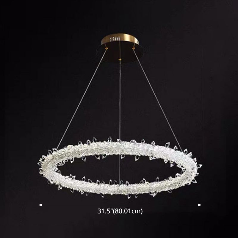 Ultra-modern Circle Chandelier Lamp Crystal Hanging Pendant Lights for Restaurant