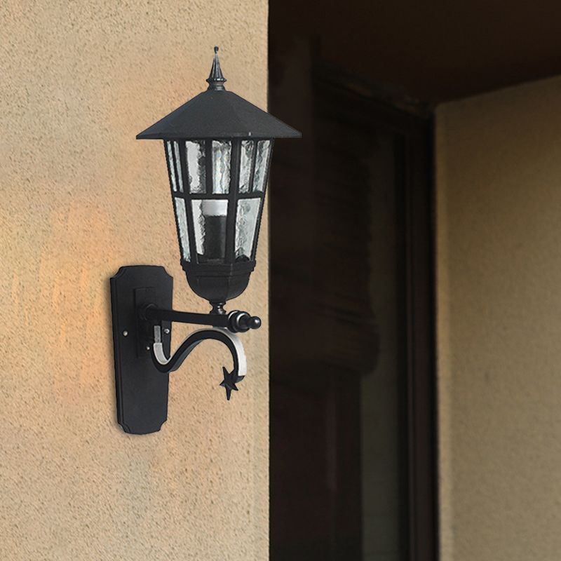 Farmale a parete di urna a 1 bulba Black Black Clear Water/Basce Basched Glass Wall Monted Lamp, largo 20 "/21,5"