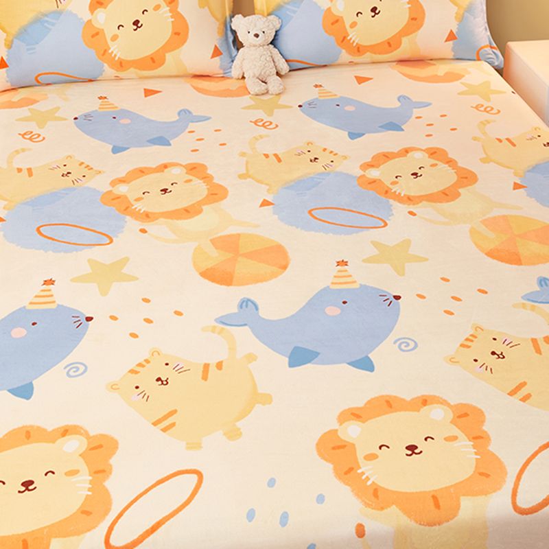 Sheet Sets Flannel Cartoon Printed Breathable Super Soft Wrinkle Resistant Bed Sheet Set