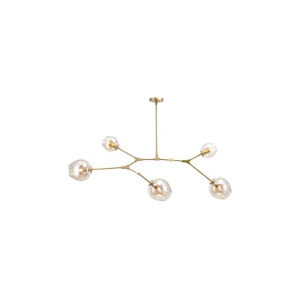 Iluminación de araña de burbujas de vidrio contemporáneo 3/5 cabezas lámpara colgante ajustable en acabado negro/dorado