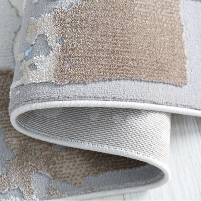 Tapis moderne gris bloc de couleur en Polyester, facile d'entretien, lavable, pour la décoration de la maison