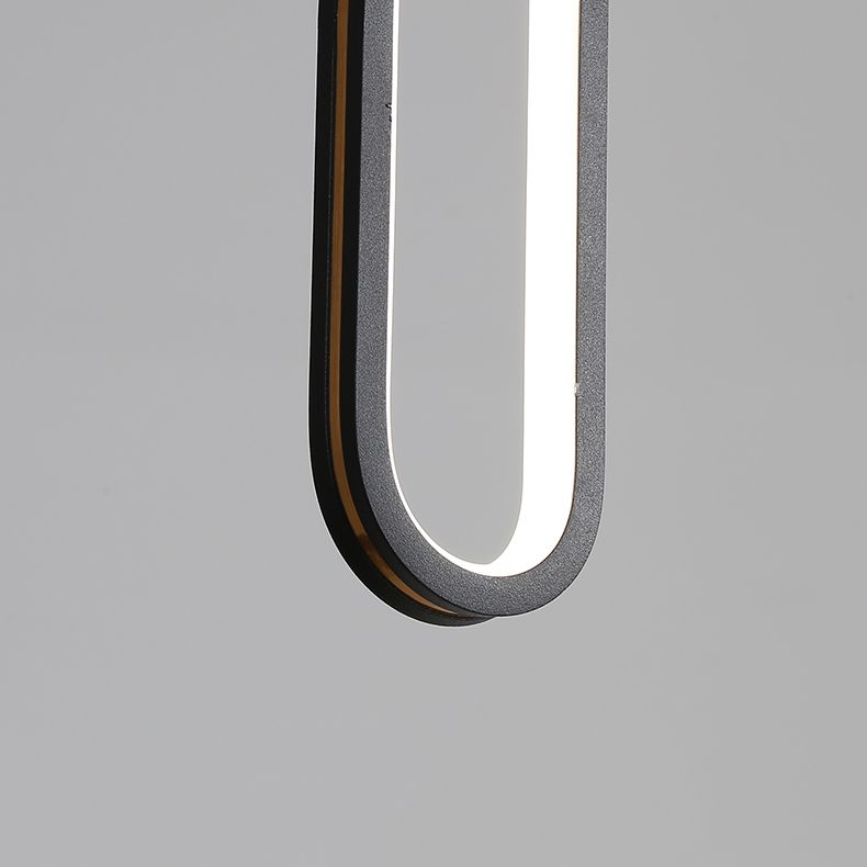 Contemporary Style Linear Island Lighting Metal Island Lighting in Black