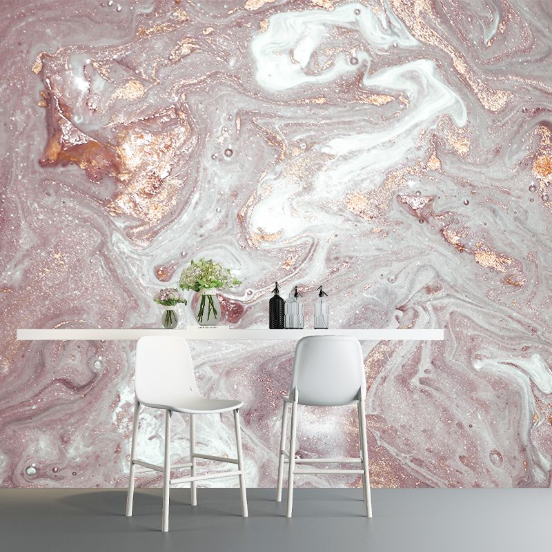 Pink Flow Pattern Mural Decal Faux Texture Look Modern Stain Resistant Wall Art for Home