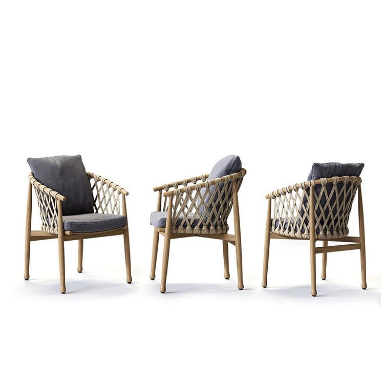 Modern Dining Table Set 1/4/5/7 Piece Teak Dining Set for Garden
