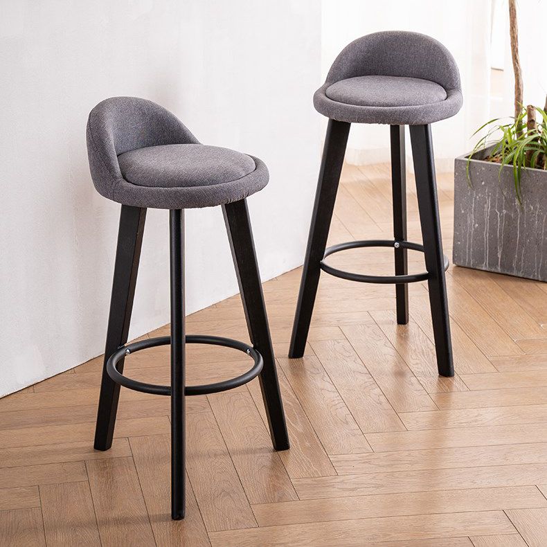 Modern Armless Backrest Counter Stool Rubber Wood kitchen Bar Stool with Cushion and Pedal