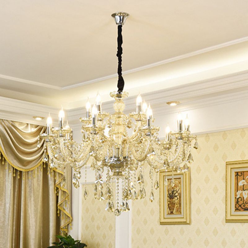 Lustre de style européen Light Crystal Multi-Bulbe Pendant Light pour le salon