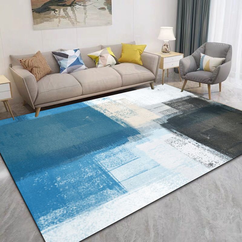 Apricot Abstract Print Rug Polyester Simple Rug Non-Slip Backing Rug for Living Room