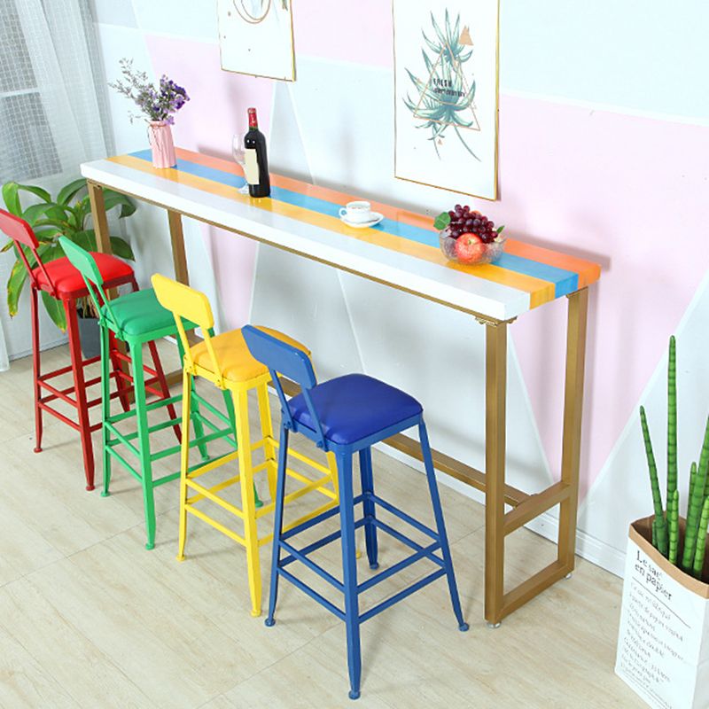 Modern Bar Height Table Solid Wood Top Bistro Bar Table with Metal Base