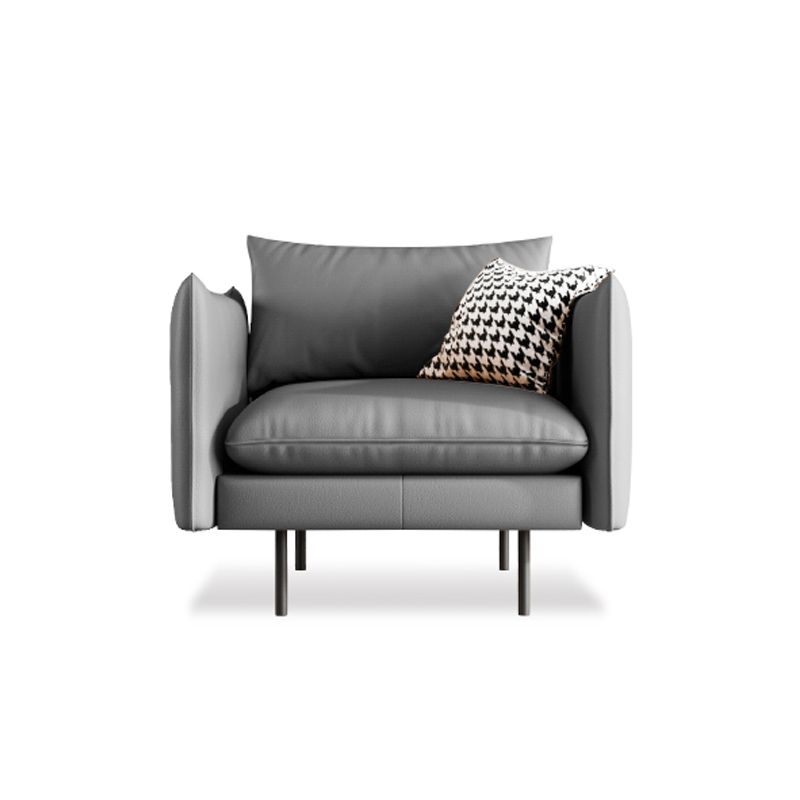 Modern Style Square Armrest Latex Cushions Fill The Grey/brown Sofa