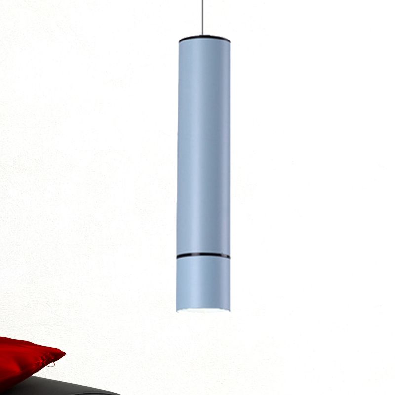 Nordic 1 Light Suspension Light with Metal Shade Pink/Blue/Green Pipe Ceiling Pendant Light in White/Warm/Natural Light