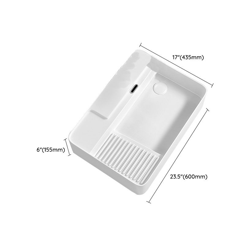 Modern Vessel Lavatory Sink Porcelain with Overflow Wash Stand
