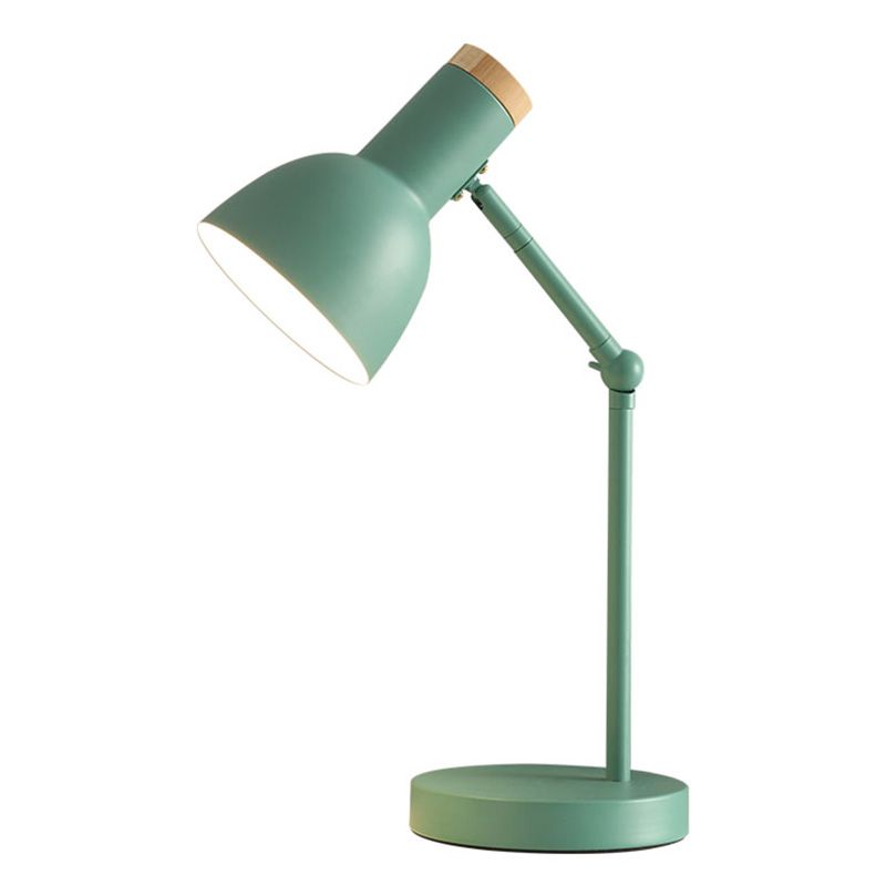 Swing Arm Table Light Macaron Iron 1 Bulb Kids Bedroom Night Lamp with Bell Shade