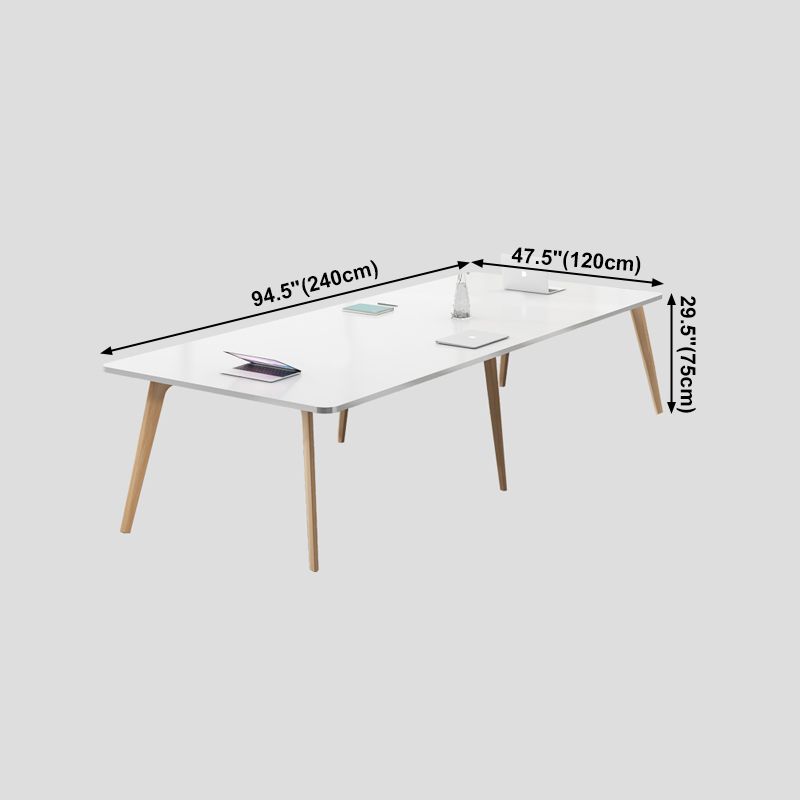 Manufactured Wood Contemporary Rectangle Table White Wood Top Table with 4 Legs