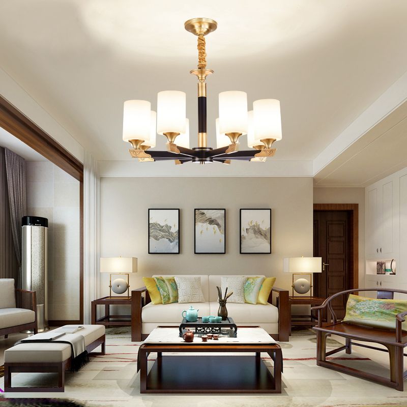 Modern Minimalism Style Cylindrical Hanging Chandelier Copper Ceiling Chandelier