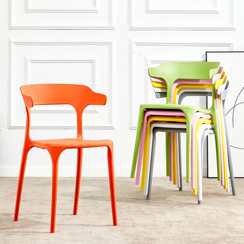 Contemporary Dining Chairs Open Back Plastic Armless Side Chair