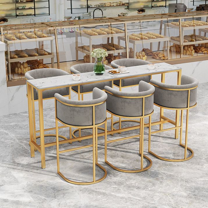 Glam Style Bar Table Faux Marble Bar Dining Table for Living Room