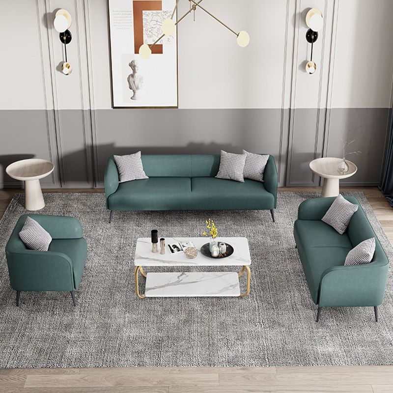 3-Seater 26.8-Inch D Sofa Tuxedo Arm Faux Leather Standard Sofa