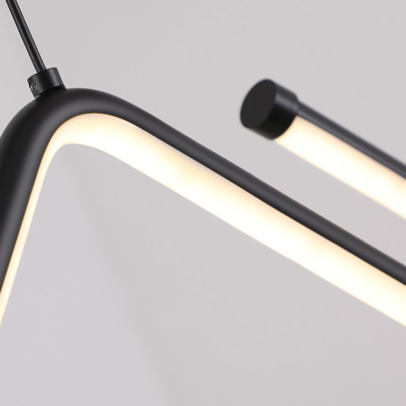 Modern Style Linear Pendant Light Fixtures Metal 2 Lights Led Hanging Lamp