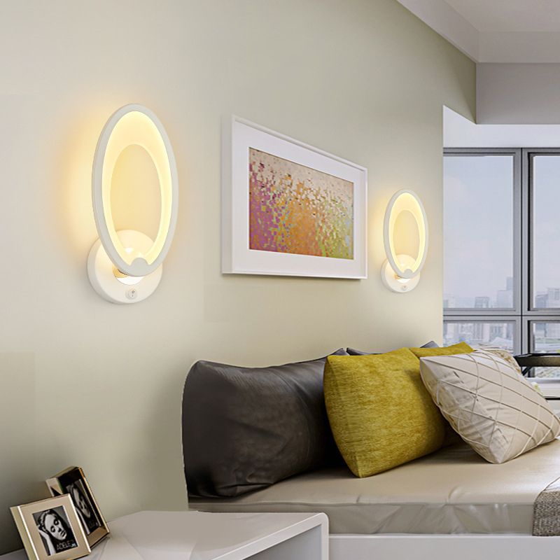 White Simplicity Acrylic LED Wall Lamp Contemporary Style Living Room Hallway Sconce Light