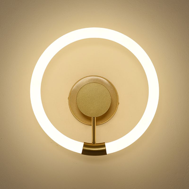 1-Light Round Sconce Light Fixture Modern Metal Wall Light for Bedroom