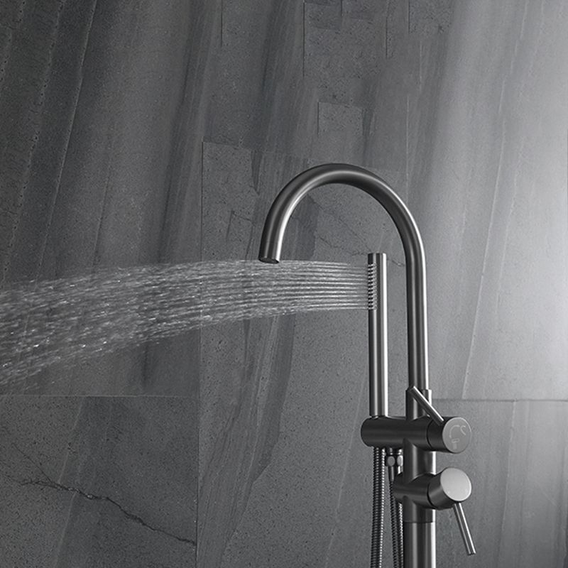 Floor Mounted Metal Freestanding Tub Filler Single Handle Freestanding Faucet