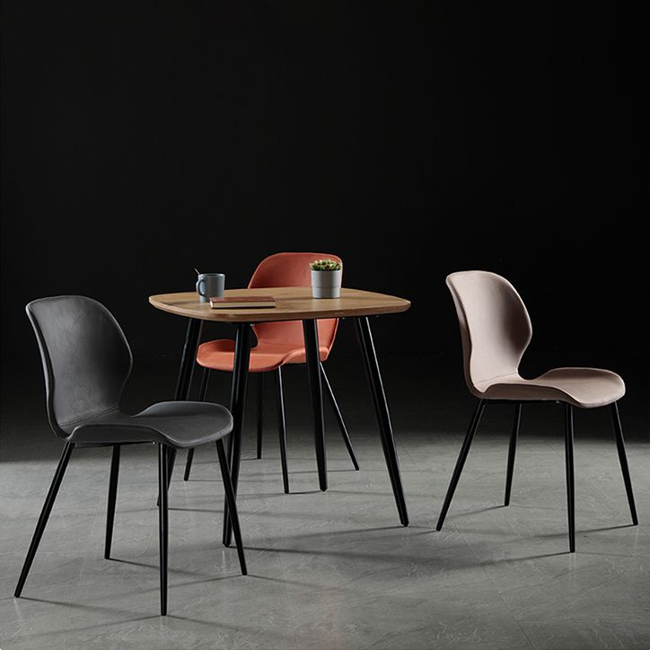 Chaise de salle à manger en tissu de lin de style scandinave Chaises de salle à manger sans accoudoirs à dossier solide (Ensemble de 2)