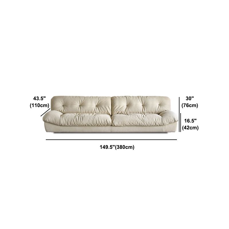 Modern White Tufted Sofa & Chaise 29.92" H Velvet Armless Sofa