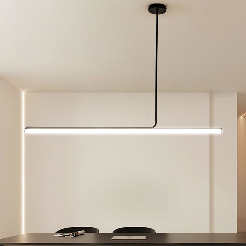 Modern Aluminum Pendant Lighting Linear Shape Hanging Light Fixtures in Black and White