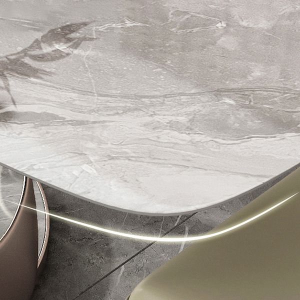Modern Style Sintered Stone Table Dining Rectangle Table with Metal Legs for Home Use