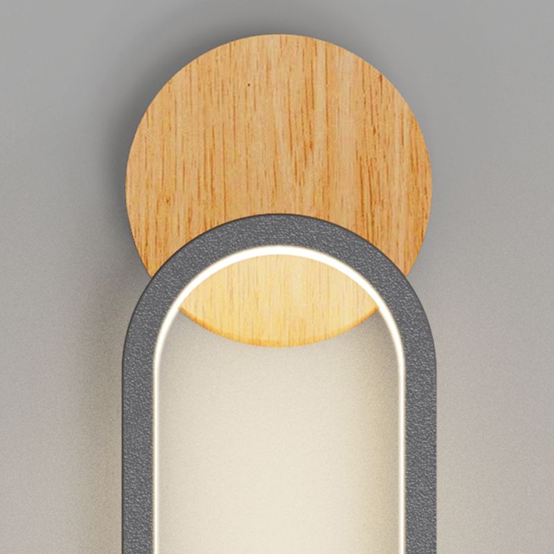 1-Light LED Wall Mount Light Modern Wooden Wall Light for Living Room