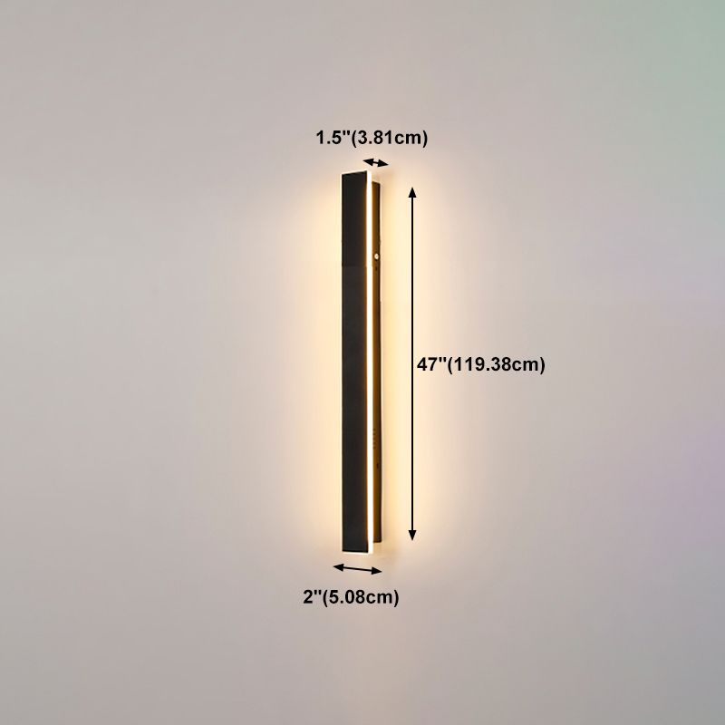 Metal Linear Shape Wall Light Modern Style 1-Light Wall Mount Light Fixture in Black
