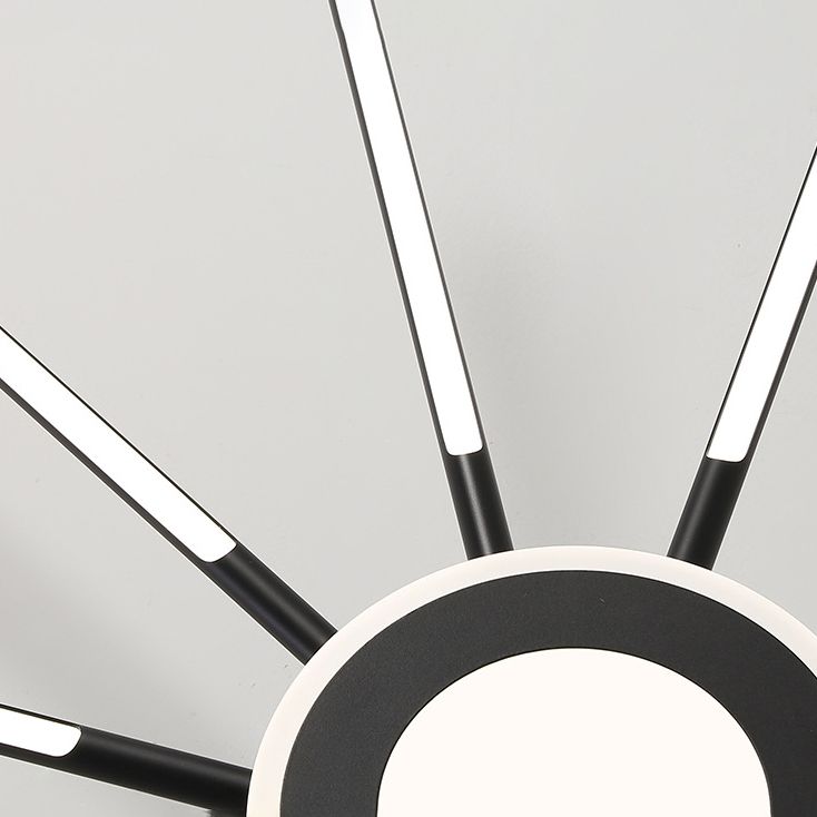Modern Creative LED Semi Flush Mount Acrylic Linear Ceiling Light in Black and Gold
