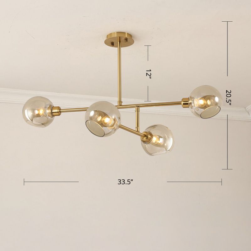 Iluminación colgante de cocina abierta Candelera de techo minimalista con sombra de vidrio de domo