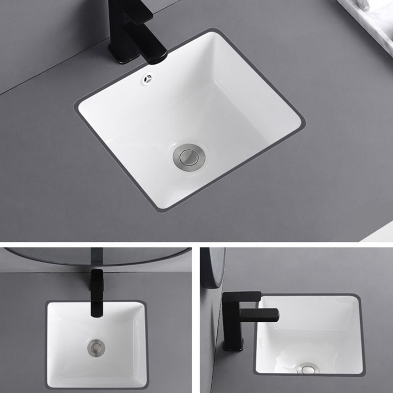 Traditional Undermount Vanity Sink Round Porcelain with Overflow Basin Sink