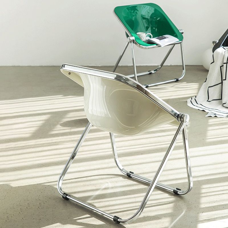 Folding Acrylic Dining Side Chair Metal Frame Indoor-Outdoor Chair