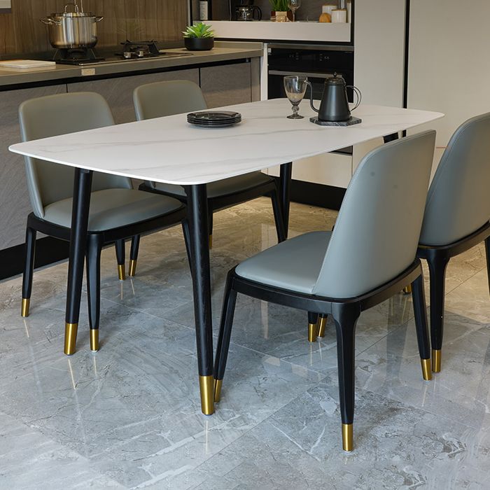 Mesa de comedor rectangular de mediados de siglo Mesa fija de piedra sinterizada para restaurante