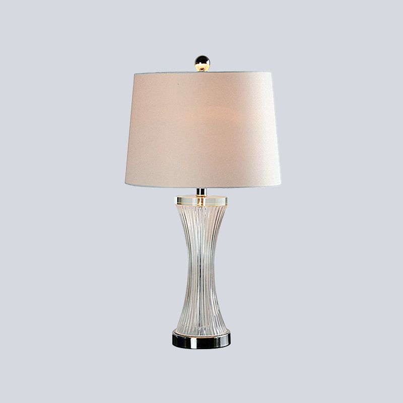 1 tête de salon lampe de table Simplicité Blanc / Black Desk Light With Barrel Fabric Obelle