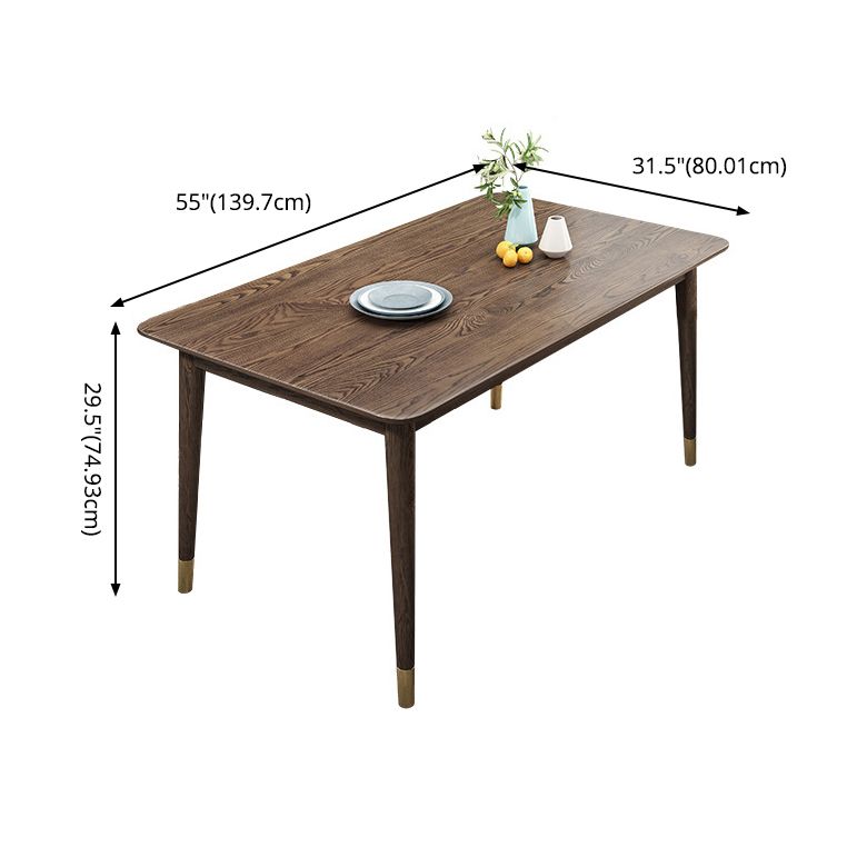 Juego de madera maciza del comedor Contemporáneo con mesa rectangular juego de comedor con 4 patas base