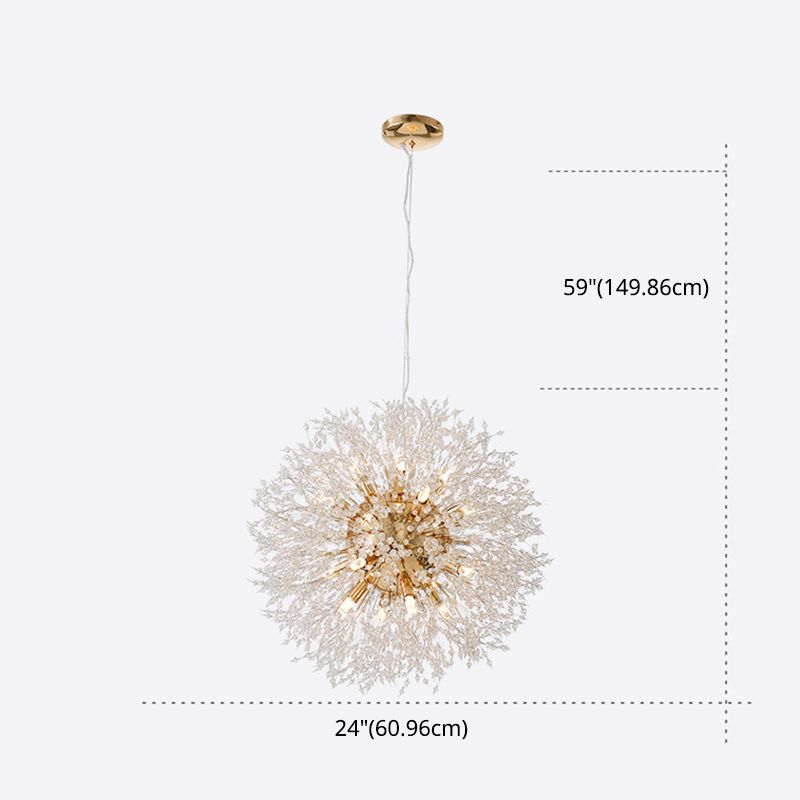 Contemporary Simplicity Style Dandelion Chandelier with Crystal Beads Shade Home Decorative Lighting Fixture for Dining Room