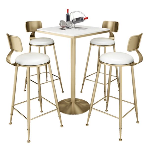 Glam Style Bar Table Set 1/2/3/5 Pieces Square Bar Table with Metal Stools