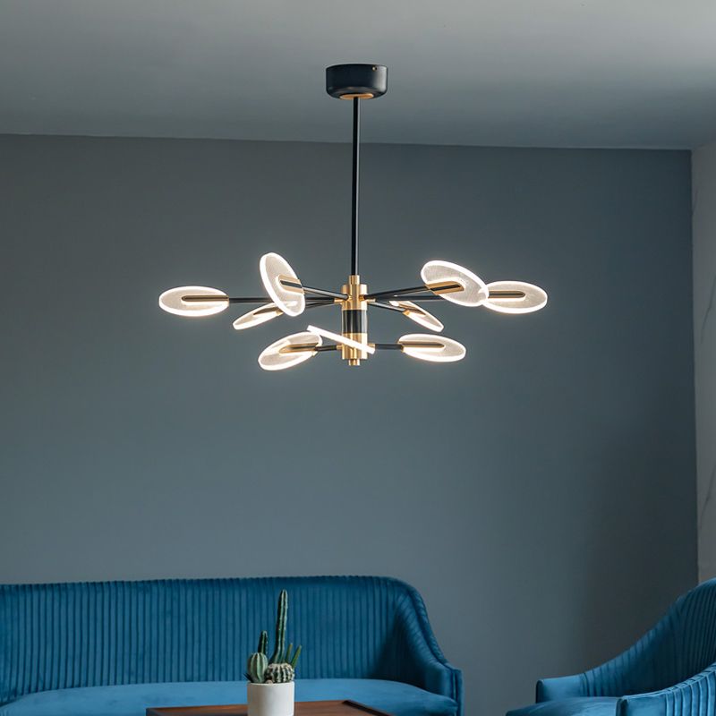 Black Acrylic Pendant Light Sputnik Modern LED Hanging Light for Living Room