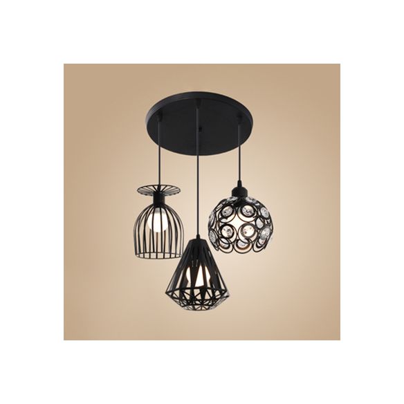 3 Lichter hängernde Leuchtdachbodenstil Käfig -Metalldecke mit unterschiedlichem Farbton in Schwarz/Weiß für das Restaurant